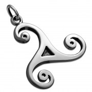 Celtic Triskele Triple Spiral Silver Pendant, pn413